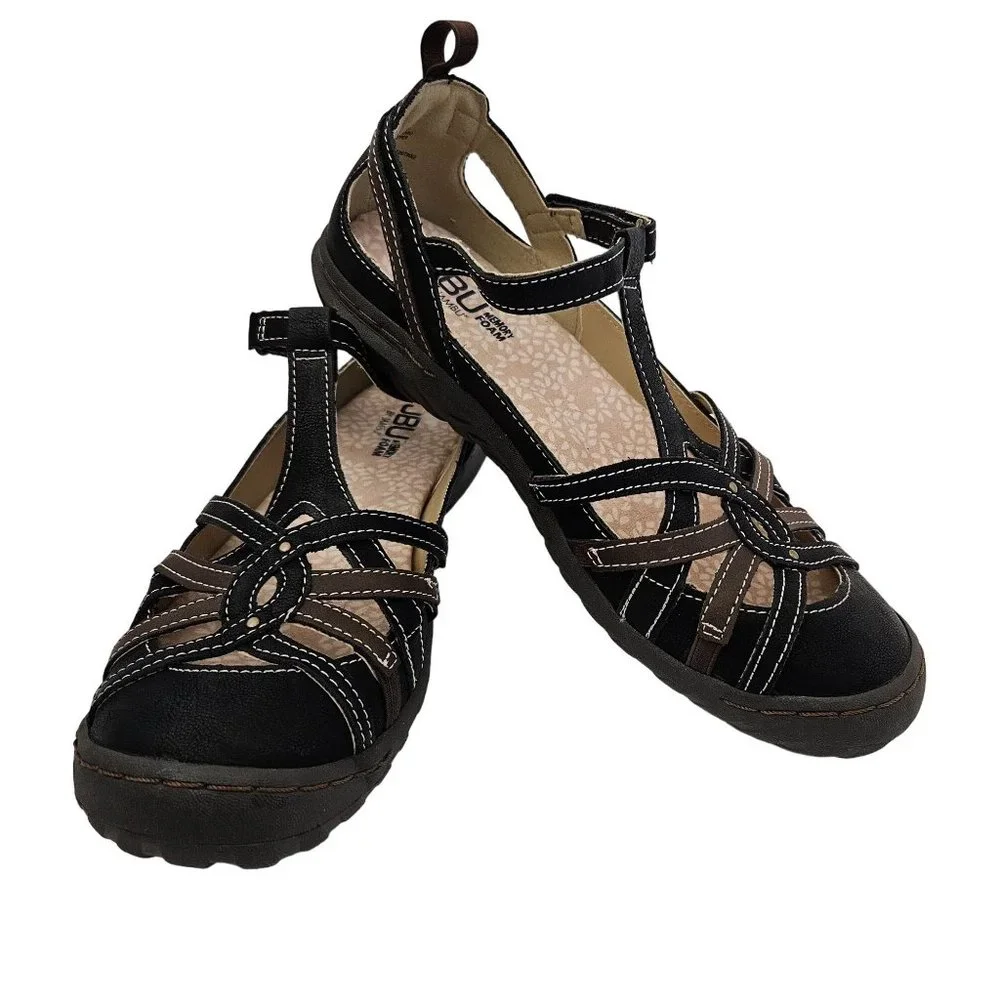 Mary Jane Women's Black & Brown Closed-Toe Sandals - Casual Everyday